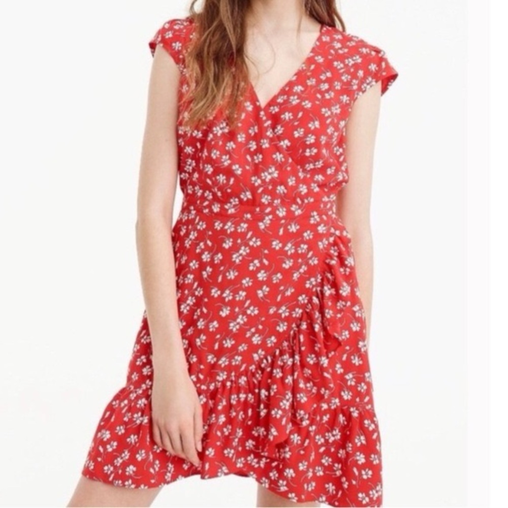 J. Crew Factory Red Floral Dress